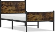 vidaXL Cadru pat metalic fără saltea, stejar fumuriu, 75x190 cm