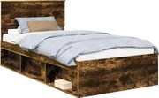 vidaXL Cadru de pat Stejar fumuriu 100 x 200 cm Lemn de pin masiv