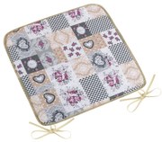 Pernă de scaun Bellatex DITA neetedă Patchwork love, 40 x 40 cm