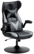 Vinsetto Scaun de gaming cu funcție de leagăn, scaun rotativ, reglabil pe înălțime, scaun tapițat, metal, 67 x 71 x 112 cm, Gri | Aosom Romania