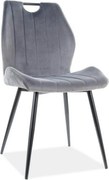 Scaun bucatarie elegant ARCO, gri/negru, stofa catifelata/metal, 51x46