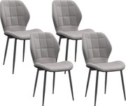 HOMCOM Set of Four Modern Style Flannel Dining Chairs - Light Grey | Aosom Romania