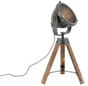 Lampă de masă industrială cu trepied din oțel și lemn cu înclinare - Emado