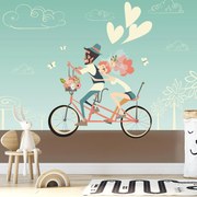 Fototapet - Un cuplu de îndrăgostiți pe bicicletă (147x102 cm)