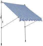 Outsunny Copertină Roll-Up pentru Exterior cu Manivelă, Cadru Telescopic și Unghi Reglabil, Albastru și Alb, 200x150cm | Aosom Romania