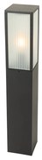 Lampă de exterior cu picior neagră cu sticlă cu nervuri 80 cm IP44 - Charlois
