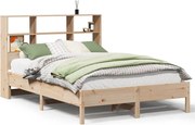 vidaXL Pat cu bibliotecă fără saltea, 150x200 cm, lemn masiv de pin