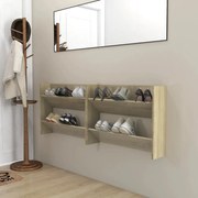 vidaXL Pantofare de perete, 2 buc., stejar sonoma, 80x18x60 cm, PAL