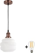 Brilagi - Lustră LED pe cablu RETRO GLASS 1xE27/60W/230V Ø 20 cm cupru/alb