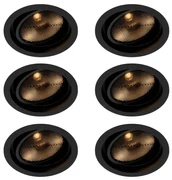 Set de 6 spoturi încastrate reglabile negre moderne - Coop 111 Honey