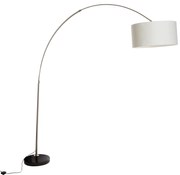 Lampă cu arc din oțel cu abajur din stofă albă 50 cm - XXL