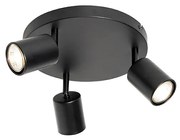Plafoniera moderna neagra ajustabila rotunda cu 3 lumini - Java