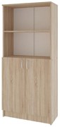 Biblioteca Flint, cu Usi Inferioare si O Polita, Stejar Sonoma, 70 x 32 x 159 cm