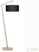 Lampadar din bambus si abajur din tesatura in, Andes natur/ negru ANDES/F/4723/B