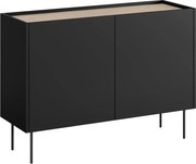 Comodă Desin 120 cm cu două uși - negru mat / stejar Nagano