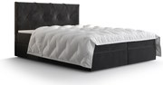 Pat matrimonial Boxspring 140 cm Athena (negru) ( cu saltea și sp. depozitare). 1046354
