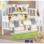 Bellatex Baby crepe lenjerie de pat Agata Safariverde, 90 x 135 cm, 45 x 60 cm