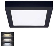 Plafonieră LED/18W/230V 3000/4000/6000K negru pătrat Solight WD173-B