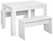 HOMCOM Set Mobilier Bucătărie Modern, Masă Albă cu 2 Bănci, Design Compact, Ideal pentru Spații Mici, Alb | Aosom Romania