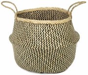 Coș de depozitare Compactor tricotat din iarbă demare Belly, 45 x 36 cm, negru, L