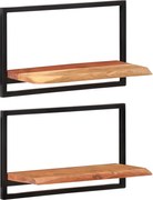 vidaXL Rafturi de perete 2 buc. 60x25x35 cm lemn masiv acacia/oțel