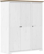 vidaXL Șifonier "BODO", alb & maro, 146x53,5x173 cm, lemn masiv de pin