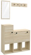 HOMCOM Mobilier pentru Hol cu Depozitare pentru 9 Perechi de Pantofi, Oglindă, Dulap, Rafturi și 4 Cârlige, 90x30x87 cm, Lemn Natural | Aosom Romania