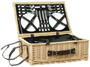 Outsunny Coș de Picnic pentru 4 Persoane cu Zonă Frigorifică și Accesorii 54x34x20 cm | Aosom Romania
