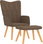 vidaXL Scaun de relaxare cu taburet, maro, material textil