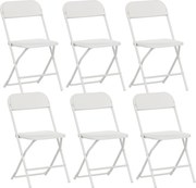 HOMCOM Set de 6 Scaune Pliabile din PP cu Orificii de Drenaj, Scaune Pliabile Salva-Spațiu Portabile din Oțel, Scaun Pliabil de Interior pentru Casă, Birou, Bucătărie, Evenimente, 45x49x79,5 cm, Alb | Aosom Romania