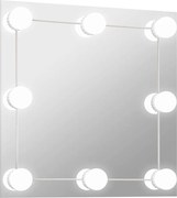 vidaXL Oglindă de perete cu lumini LED, sticlă, pătrată