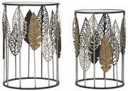 Set 2 masute auxiliare multicolore din metal si MDF, ∅ 38 - ∅ 33 cm, Leafs Mauro Ferretti