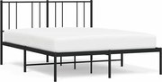 vidaXL Cadru de pat metalic cu tăblie, negru, 135x190 cm