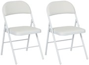 HOMCOM Lot de 2 scaune pliante scaune de masă portabile cadru din oțel dim. 45l x 46L x 78Î cm alb | Aosom Romania