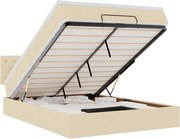 vidaXL Pat otoman cu saltea crem 140x190 cm stofa