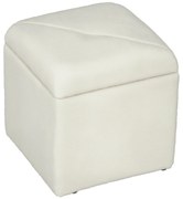 HOMCOM Bancă cu Spațiu de Depozitare, Tapițată cu Blană Teddy Fleece, Puf la Capătul Patului, 39x39x39 cm, Alb Crem | Aosom Romania