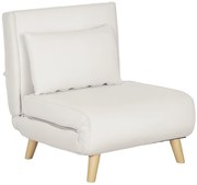 HOMCOM Fotoliu Pat Individual 2 în 1 cu Spătar Reglabil pe 6 Nivele și Pernă, Canapea Pat Individuală, 72x78x79 cm, Bej | Aosom Romania