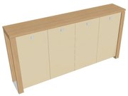 Dulap mediu pentru haine Verno+ 260 x 46 x 130 cm, uși de sticlă, stejar deschis / vanilie