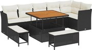vidaXL Set de canapele pentru grădină 9 pcs Negru poliratan
