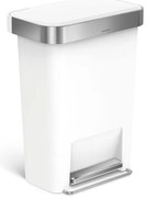 Coș cu pedale dreptunghiular 45 l, plastic alb/oțel inoxidabil, alb