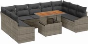 vidaXL Set de masă pentru grădină cu pernă 10 pcs Gri și Brown