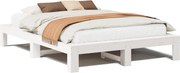 vidaXL Cadru de pat fără saltea, alb, 160x200 cm, lemn masiv pin