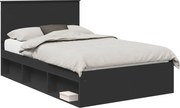 vidaXL Cadru de pat cu headboard Negru 120 x 190 cm Lemn de pin masiv