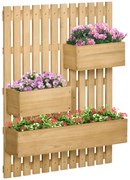 Jardiniera pentru exterior din lemn cu 3 ghivece detasabile, jardiniera verticala cu orificii de scurgere, 60x16x80cm | AOSOM RO