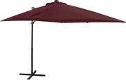vidaXL Umbrelă în consolă cu stâlp și LED-uri, roșu bordo, 250 cm