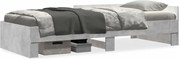vidaXL Cadru de pat, gri beton, 75x190 cm, lemn prelucrat