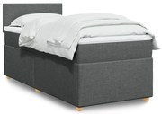 vidaXL Pat box spring cu saltea, gri închis, 80x200 cm, textil