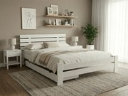 Pat inaltat PARIS 140x200 cm, alb Saltele: Cu saltele Sommera 18 cm, Somiera pat: Cu lamele drepte