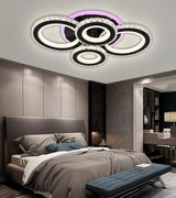 Lustra LED Cu Telecomanda, Elit's Cristal, 2-2 Cercuri, Negru, 90W, RGB