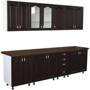 Bucatarie Zebra 260 cm din MDF Wenge cu blat termoizolant negru